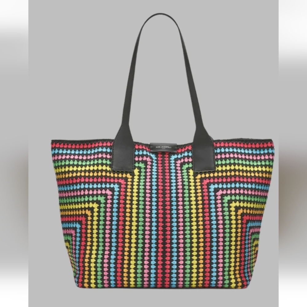 Karl Lagerfeld Henriette multi-colored crochet tote - Picture 2 of 5